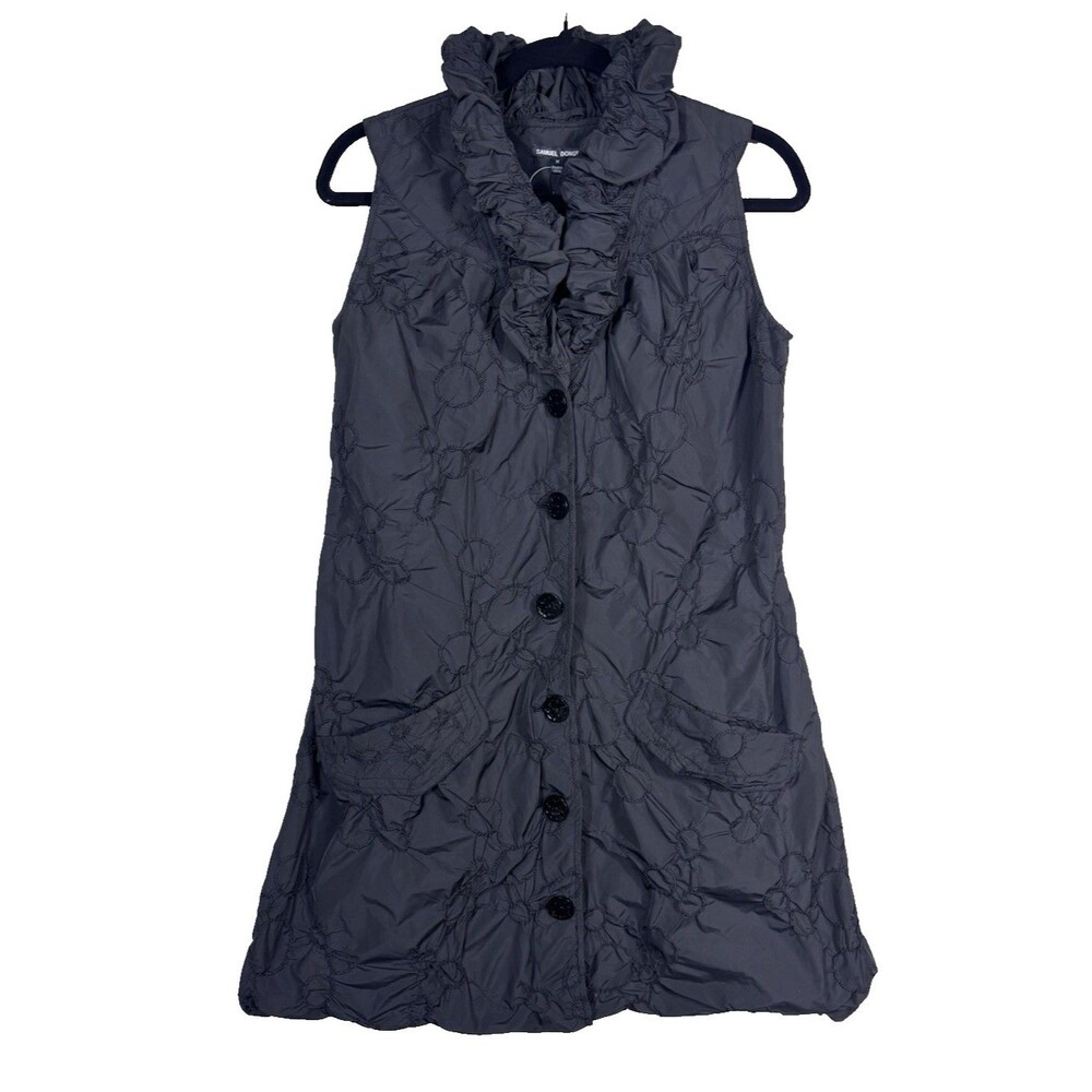 SAMUEL DONG Size M Womens Black Sleeveless Tunic Long Vest - EUC